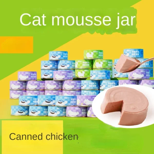 Cat Food Canned Pet Cat Snacks Fresh Meat Wet Food for Adult Cats and Kittens Nutritional Supplement Weight Gain Meat Puree - Image 2