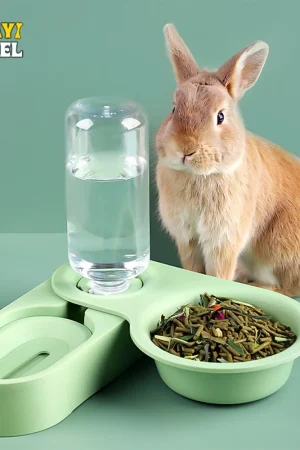 Pet Rabbit Chinchilla Guinea Pig Food Bowl Auto Feeder All-in-One Splice Food Bowl Drinking Fountain Raised Standing Dish Bowl