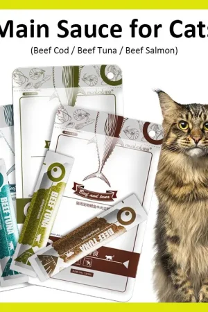 Cat Strips 13gX8PCS Wet Food Pet Cat Snacks Cod Tuna Beef Pet Food Cats Supplement Protein DHA Cat Sauce Make Hair Beautiful