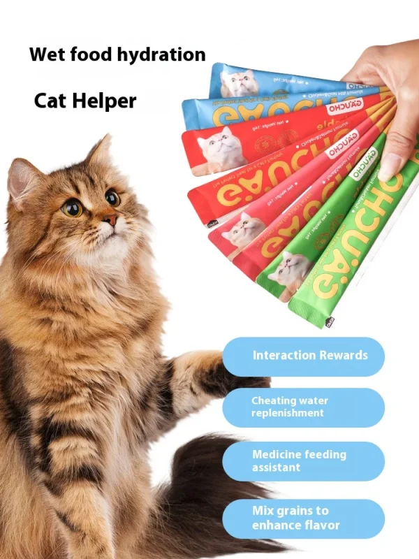 Pet Snacks Hydrating Wet Food Cat Treats Fish Oil Strips Liquid Nutrition for Cats - Image 3