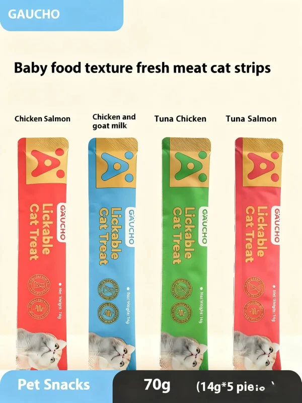 Pet Snacks Hydrating Wet Food Cat Treats Fish Oil Strips Liquid Nutrition for Cats - Image 2