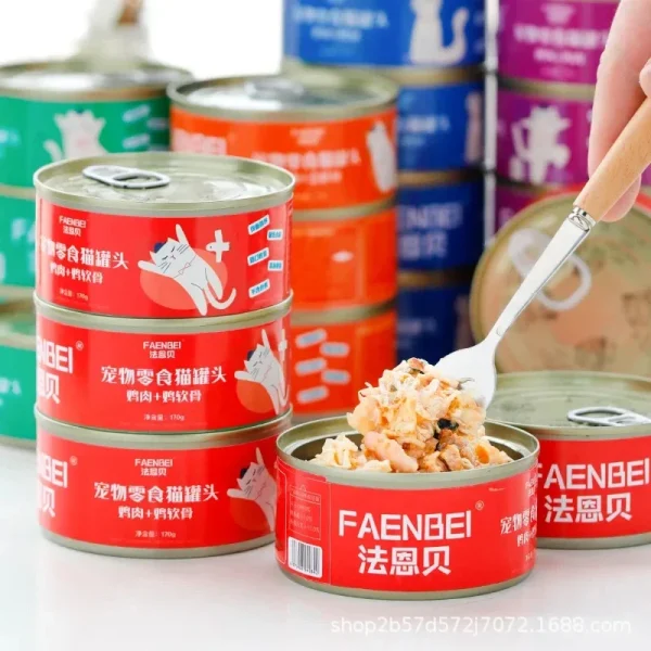 Canned cat white meat snack can cat snacks cat staple food young cat fat 170g cat wet food - Image 2