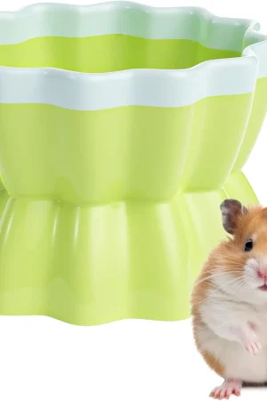 Anti-Tip Ceramic Pet Bowl - Hamster/Rabbit Food Dish, Chew-Proof Candy Design for Guinea Pig/Rat/Chinchilla