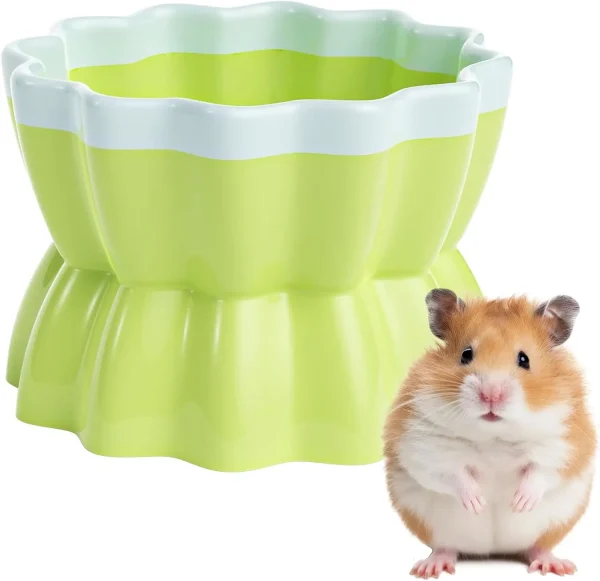 Anti-Tip Ceramic Pet Bowl - Hamster/Rabbit Food Dish, Chew-Proof Candy Design for Guinea Pig/Rat/Chinchilla